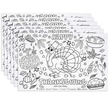 Engaging Thanksgiving Place Mats for Kids 50 Pack