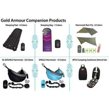 Gold Armour 17 Pieces Camping Cookware Mess Kit Backpacking Hiking Outdoors Gear - Lightweight Cookset, Compact, Durable Pot Pan Bowls, Essential Camping Accessories Equipment Gear (Blue)