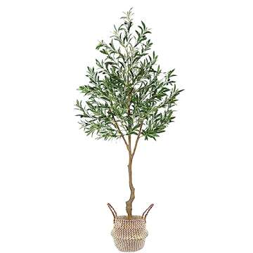 Warmplants 7ft Tall Artificial Olive Tree for Indoor and Outdoor Decor