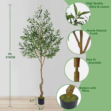 Warmplants 7ft Artificial Olive Tree with Beautiful Basket