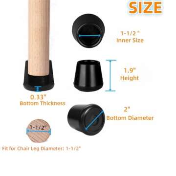 Non-Slip Rubber Chair Leg Caps - Furnigear 4 Pack