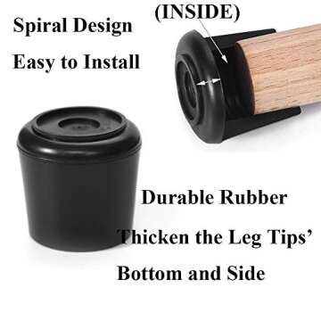 Non-Slip Rubber Chair Leg Caps - Furnigear 4 Pack