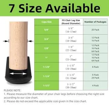 Non-Slip Rubber Chair Leg Caps - Furnigear 4 Pack