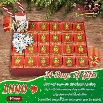 Advent Calendar 2024 Christmas Jigsaw Puzzles,24 Days Surprise Christmas Countdown Calendars,1000 pieces Jigsaw Puzzles for Adult Families,Great Stocking Stuffer Christmas Gifts Puzzle Home Decoration