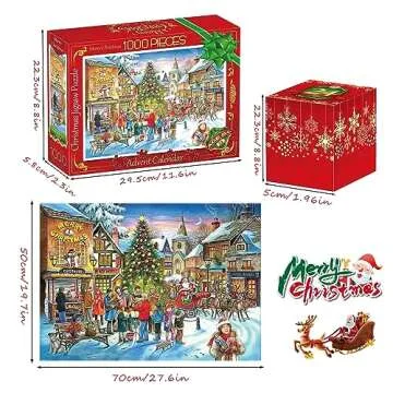 Advent Calendar 2024 Christmas Jigsaw Puzzles,24 Days Surprise Christmas Countdown Calendars,1000 pieces Jigsaw Puzzles for Adult Families,Great Stocking Stuffer Christmas Gifts Puzzle Home Decoration