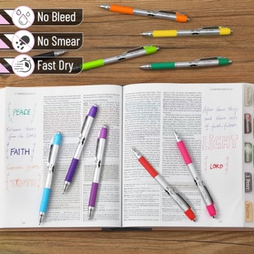 Mr. Pen Bible Pens Assorted Colors 10-Pack Non-Bleed Fine Point