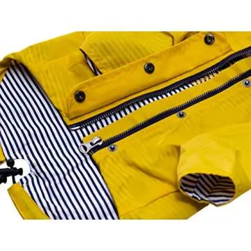 Ellie Dog Wear Zip Up Dog Raincoats with Reflective Buttons, Pockets, Rain/Water Resistant, Adjustable Drawstring, & Removable Hood - XXS to XXL - Stylish Premium Dog Raincoats (Yellow, Large)