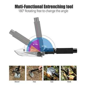 FiveJoy Survival Shovel Multitool - Portable Adventure Tool
