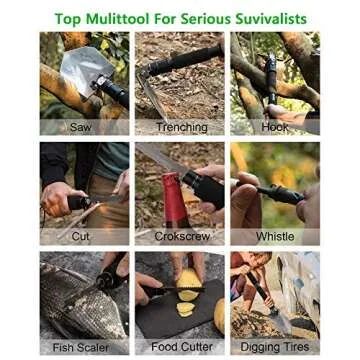 FiveJoy Survival Shovel Multitool - Portable Adventure Tool