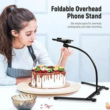 Neewer Overhead Desktop Phone Stand, Flexible Gooseneck Tabletop Stand with Phone Holder & Ball Head for Video Conferencing, Photography, Live Streaming
