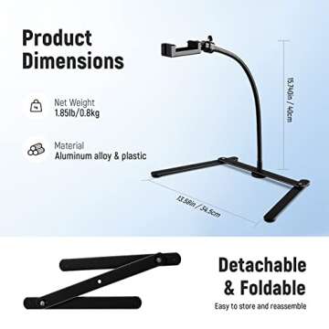 Neewer Overhead Desktop Phone Stand, Flexible Gooseneck Tabletop Stand with Phone Holder & Ball Head for Video Conferencing, Photography, Live Streaming