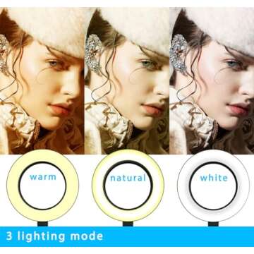 Pozliv White Overhead Camera Mount with Ring Light, Desk Flexible Articulating Phone Arm Stand Compatible with iPhone, Content Creator Essentials for YouTube Live Stream Cooking Nail Video Recording