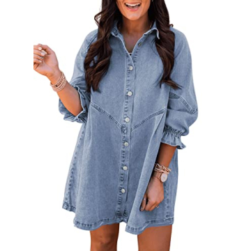 Sidefeel Women’s Smocked Denim Dress for Summer Style
