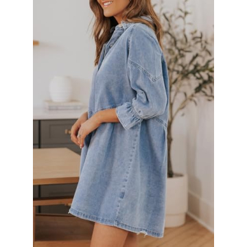 Sidefeel Women’s Smocked Denim Dress for Summer Style