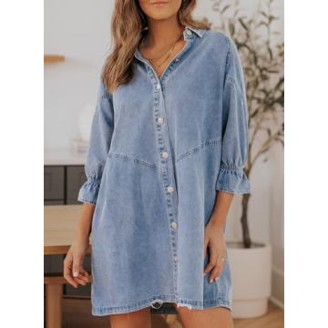 Sidefeel Women’s Smocked Denim Dress for Summer Style