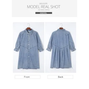 Sidefeel Women’s Smocked Denim Dress for Summer Style