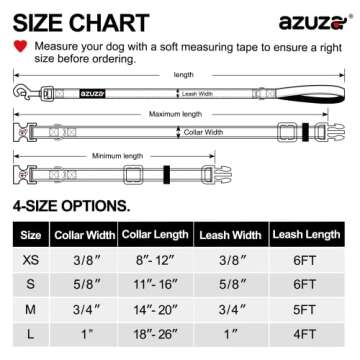 azuza Dog Collar and Leash Set, Cute Strawberry Patterns on Pink Nylon Collar and Matching Leash, Great Option for Medium Dogs