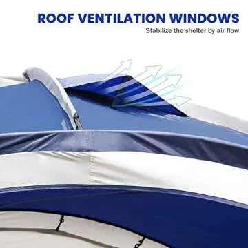 UNP Easy Beach Tent 12 X 12ft Pop Up Canopy UPF50+ Tent with Side Wall, Ground Pegs, and Stability Poles, Sun Shelter Rainproof, Waterproof for Camping Trips, Backyard Fun, Party Or Picnics(Blue)