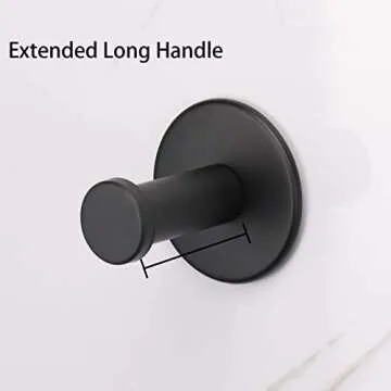Vanloory Bath Towel Hooks, 4 Pack Self Adhesive Coat Hooks, Sturdy No Drilling Robe Hook, SUS 304 Stainless Steel Heavy Duty Clothes Hanger, Wall Hooks for Bathroom Bedroom Kitchen (2 in, Black)