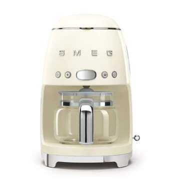 Smeg 50's Retro Drip Coffee Maker with Extra Glass Carafe in Cream