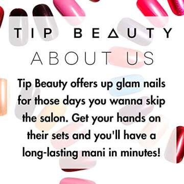 Tip Beauty Coffin Collections | 28 Faux Nails & Specialized Nail Glue | Quick Drying Professional Salon Quality Glue On Fake Nail Kit | Faux Nails for Women, False Nails for Kids (Deep Burgundy)