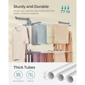 SONGMICS 4-Tier Foldable Clothes Drying Rack with Casters