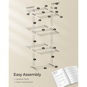 SONGMICS 4-Tier Foldable Clothes Drying Rack with Casters