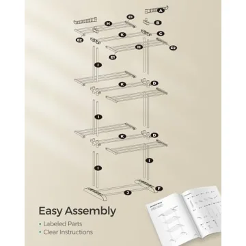 SONGMICS 4-Tier Foldable Clothes Drying Rack with Casters