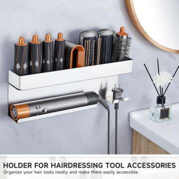Storage Hair Dryer Holder for Curling Iron Wands Accessories, Hair Straightener Holder, Wall Mount H...