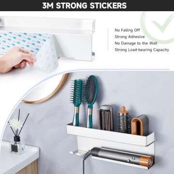 Storage Hair Dryer Holder for Curling Iron Wands Accessories, Hair Straightener Holder, Wall Mount Hair Tool Organizer for Styler Attachments,Stainless Steel Curling Iron Holder Organizer for Bathroom