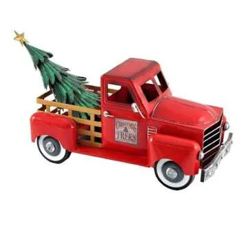 Zaer Ltd. Metal Holiday Truck with a Removable Christmas Tree (Red)
