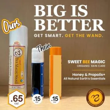 Sweet Bee Naturals Magic Wand - Certified Organic Lip and Face Moisturizing Wand - Natural Chapstick and Balm Wand for Dry Skin and Lips, Non Petroleum Jelly for All Ages and Skin Types, Pack of 2