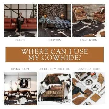 Sunshine Cowhides 100% Genuine Tricolor Cow Skin Leather Cowhide Rug - Modern Style Animal Skin Rug & Floor Carpet for Living Room, Bedroom, Kitchen & More - Extra Large (6x7-8 Ft.)