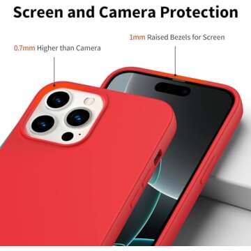 Amytor Designed for iPhone 16 Pro Max Case, Silicone Ultra Slim Shockproof Phone Case with Soft Anti-Scratch Microfiber Lining, [Enhanced Camera Protection] Phone Case for 16 Pro Max, (Red)