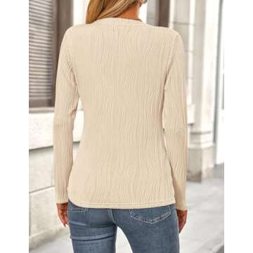 PRETTYGARDEN Women's Spring Basic Plain Tee Shirts - Textured Dressy Casual Blouse Tops