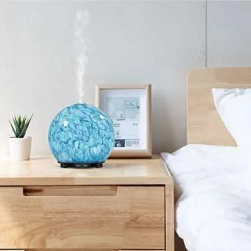 ASAKUKI 200ml Essential Oil Diffuser, Aromatherapy Oil Diffuser with Cool Mist, Waterless Auto Shut-Off Humidifier and 7 Color LED Night Lights for Home Baby Office