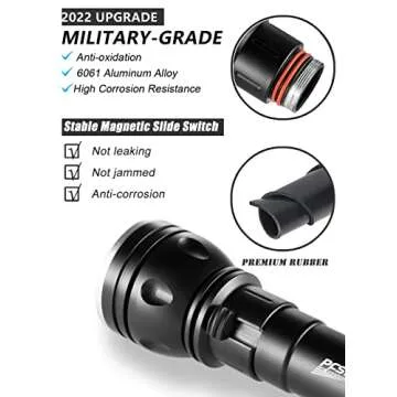 PFSN DF-3000 Professional Underwater Flashlight, 150m Waterproof Dive Torch with Long Lasting Rechargeable Battery, Super Bright Light Great for Night Caving, Explore, Spearfishing