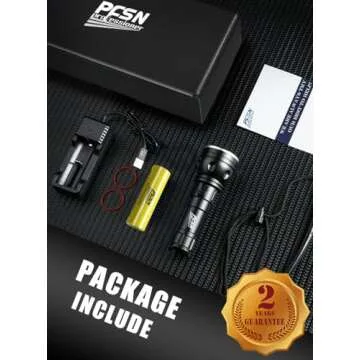 PFSN DF-3000 Professional Underwater Flashlight, 150m Waterproof Dive Torch with Long Lasting Rechargeable Battery, Super Bright Light Great for Night Caving, Explore, Spearfishing