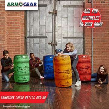 ArmoGear Inflatable Barrels for Laser Tag, Squirt Guns, and Paintball | Set of 4 Barrels for Arena o...