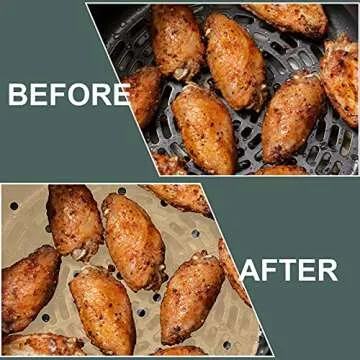 200pcs Air Fryer Parchment Paper Easy Cleanup Non-Stick Brown