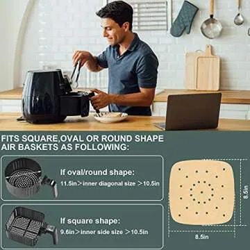 200pcs Air Fryer Parchment Paper Easy Cleanup Non-Stick Brown