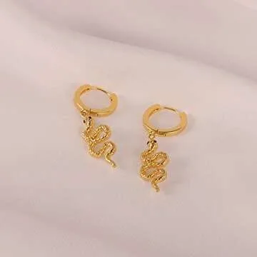 VRIUA Gold Snake Hoop Earrings - Trendy Everyday Jewelry