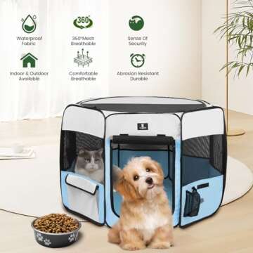 X-ZONE PET Dog Playpen Portable Pet Play Pens for Puppies, Cat, Rabbit, Chicks, Foldable Exercise Pl...