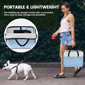 X-ZONE PET Dog Playpen Portable Pet Play Pens for Puppies, Cat, Rabbit, Chicks, Foldable Exercise Play Tent Kennel Crate, Indoor/Outdoor Travel Camping Blue Large