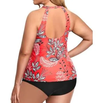 Stylish Holipick Women Red Tankini Swimsuits for Summer Fun