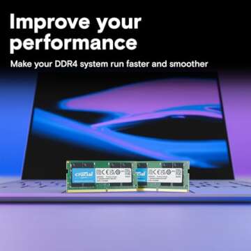 Crucial 16GB (2x8GB) DDR4 RAM Kit 3200 MHz (PC4-25600), Downclockable to 2933/2666 MHz Laptop Memory SODIMM 260-Pin, Compatible with Intel & AMD Laptops – CT2K8G4SFRA32A