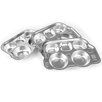 ZEAYEA Fun Stainless Steel Divided Plates for Kids