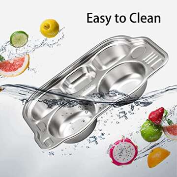 ZEAYEA 3 Pack Stainless Steel Divided Plate, 304 Stainless Divided Platter, 5 Section Car Shape Divided Dinner Tray, Kids Snack Meal Plate for Lunch, Portion Control, Camping, BPA free