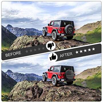 Spare Tire Cover for RV Trailer, Waterproof Leather Wheel Cover with American USA Flag, Camper Spare Tire Cover Fit for Jeep Wrangler Rv SUV Truck Travel Trailer 15"