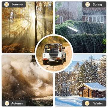 Spare Tire Cover for RV Trailer, Waterproof Leather Wheel Cover with American USA Flag, Camper Spare Tire Cover Fit for Jeep Wrangler Rv SUV Truck Travel Trailer 15"